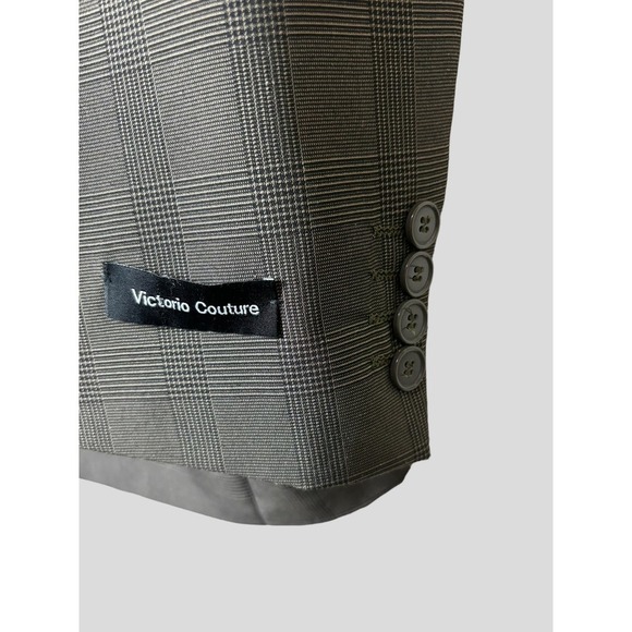 Victorio Couture Gray Glen Check Sport Coat Blazer Jacket Big & Tall Size 44L - Picture 3 of 9